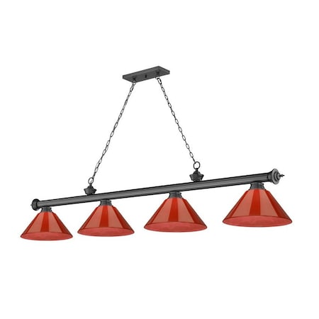 Z-Lite Cordon 4 Light Billiard, Bronze Plate & Red 2306-4BP-PRD